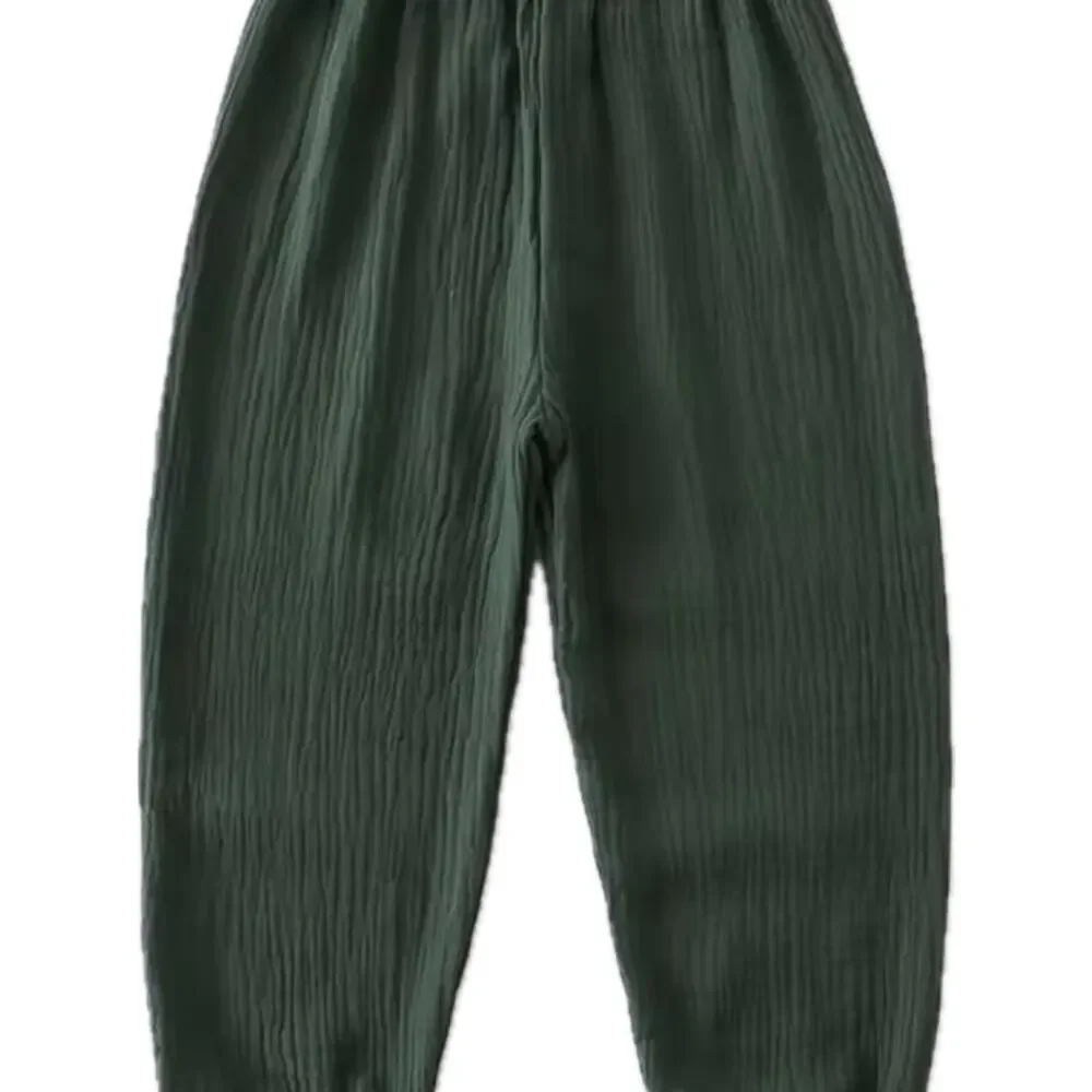 New boy girl Green Gauze Elastic Waist Relaxed Pants 2T